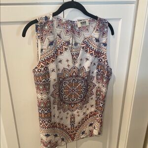 Chic Blue and Orange Blouse Top